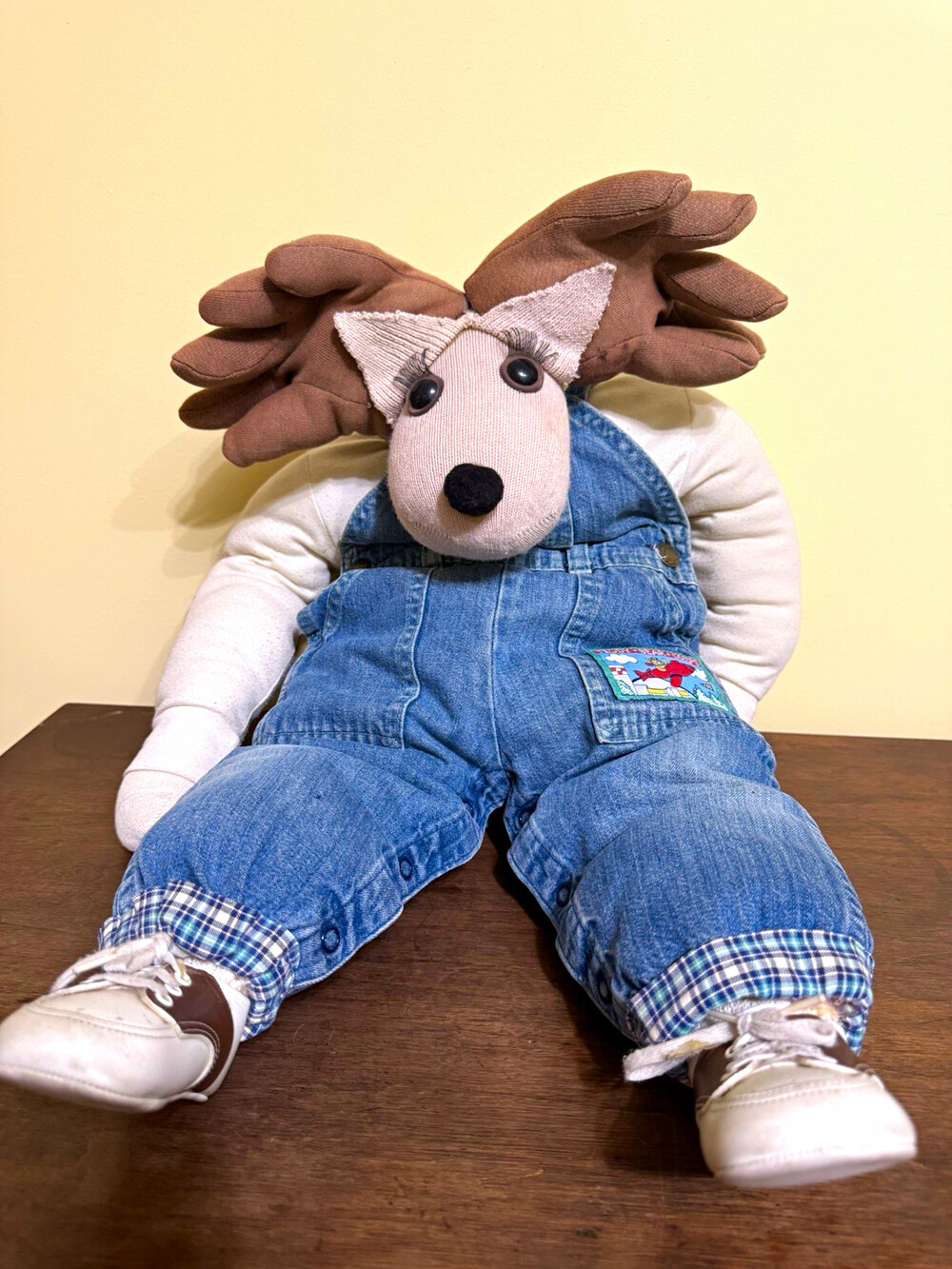 Vintage 90s OshKosh Bgosh Teddy Bear Corps Overalls Handmade Sock Moose Plush
